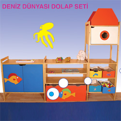 Dolap, set, cocuk mobilyasi, anaokulu malzemeri, okul donanimlari, deniz, hayalgücü, anaokulu